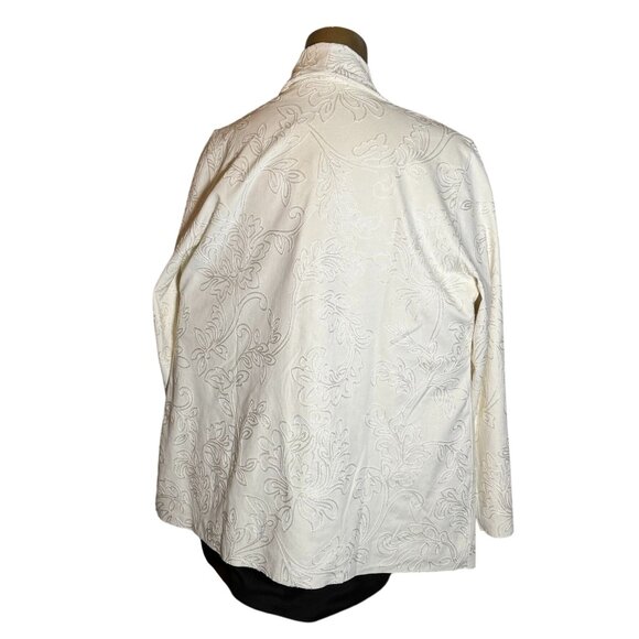 Soft Surroundings Women's Ivory Pearl Floral Shape Drape Faux Suede Jacket XL X- - Picture 2 of 6